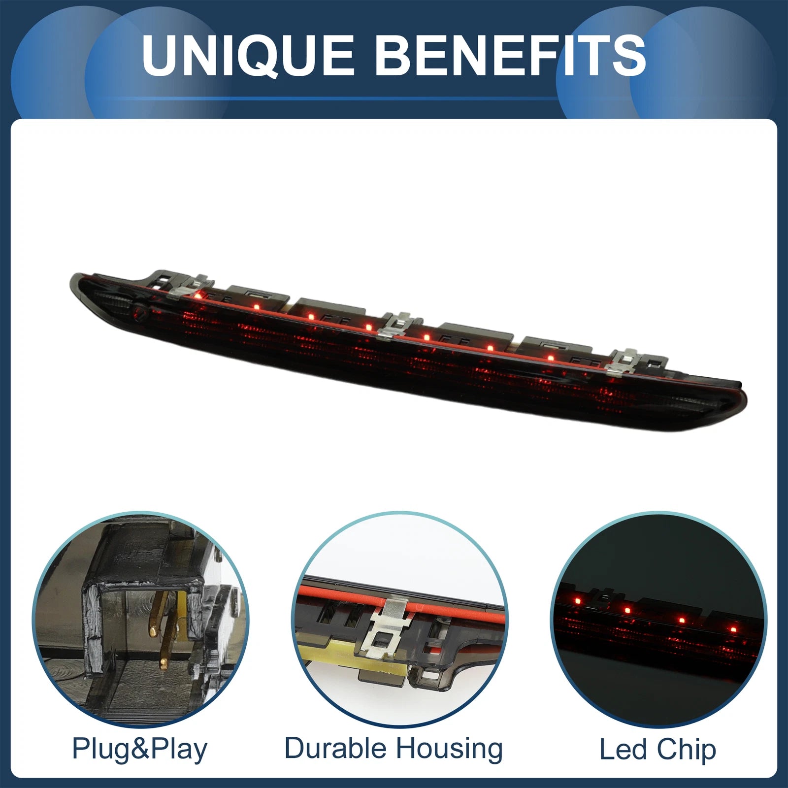 LED Third Brake Light for Seat Leon III (5F) (2013–2017) Black Housing