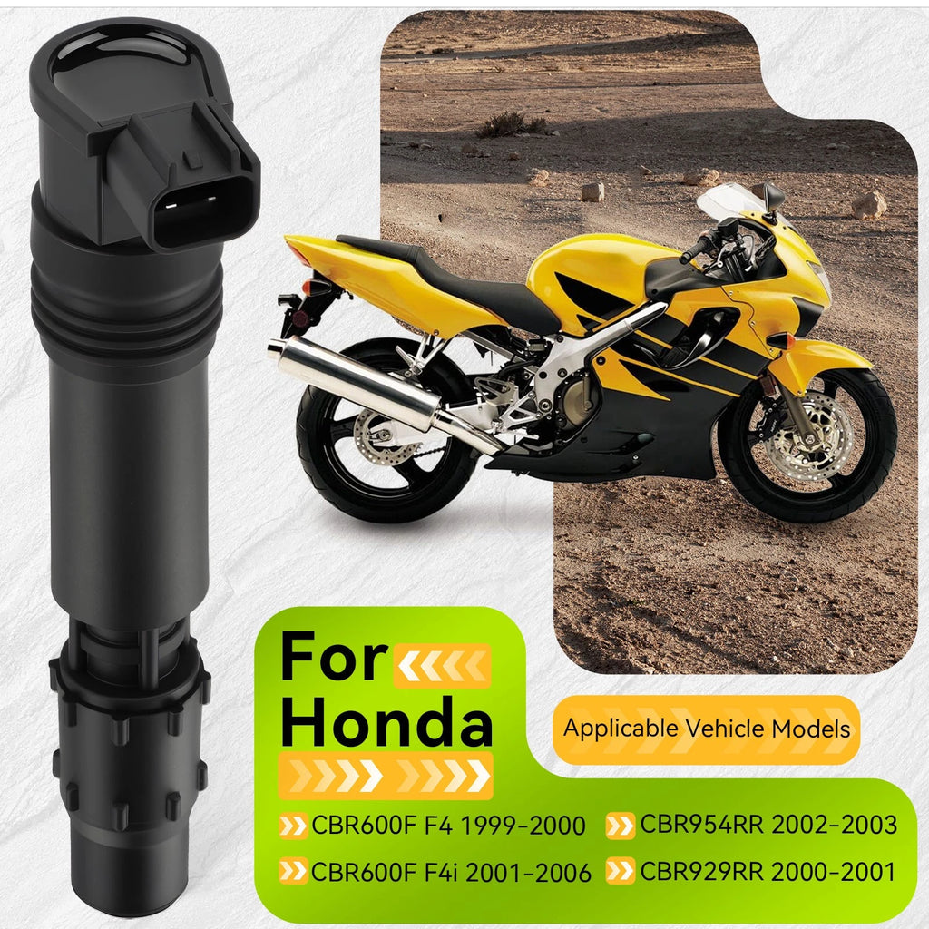 Set of 4 Ignition Coils w/ Iridium Spark Plugs for Honda CBR600F F4i (2002–2006)