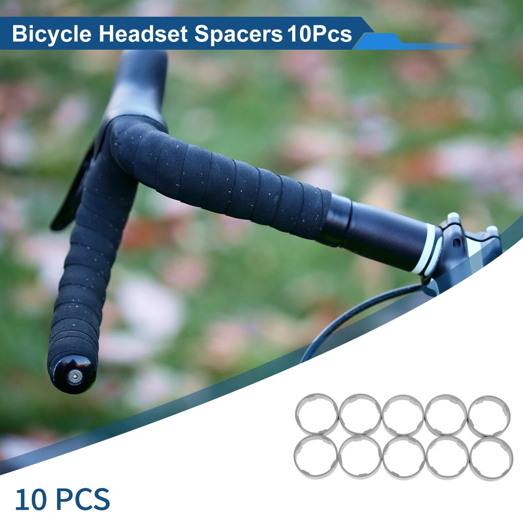 Bicycle Headset Spacers 1-1/8 in Aluminum 10mm for 28.6mm Fork (10 Pack)
