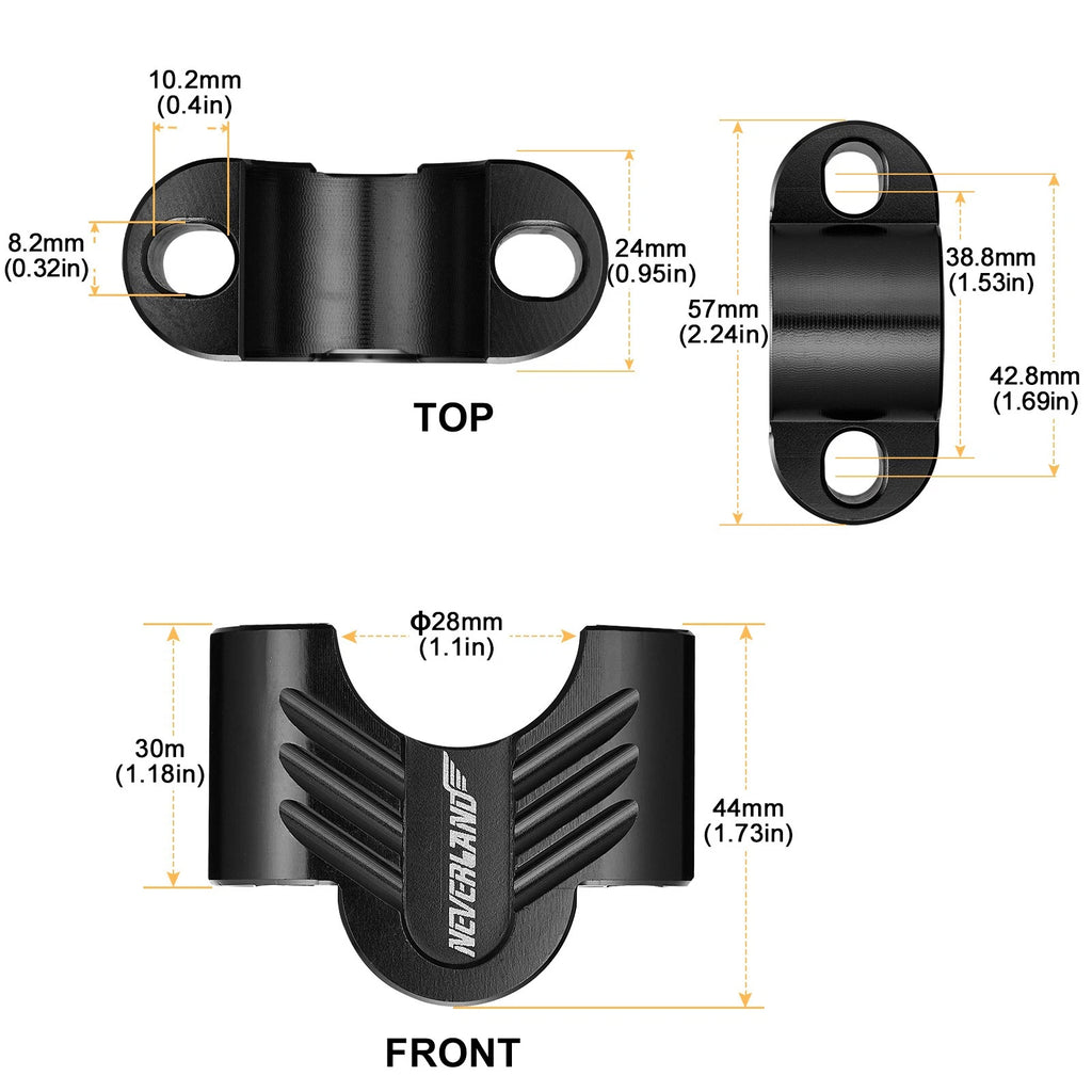1 1/8" Handlebar Riser Clamp Kit for Fat Bar (30mm Height)