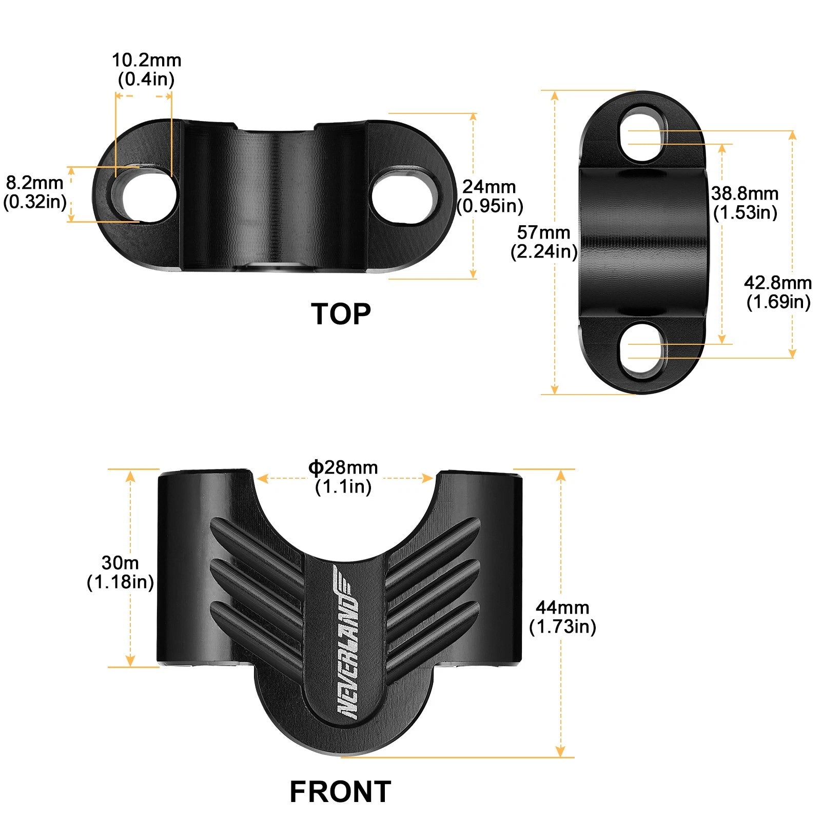 1 1/8" Handlebar Riser Clamp Kit for Fat Bar (30mm Height)