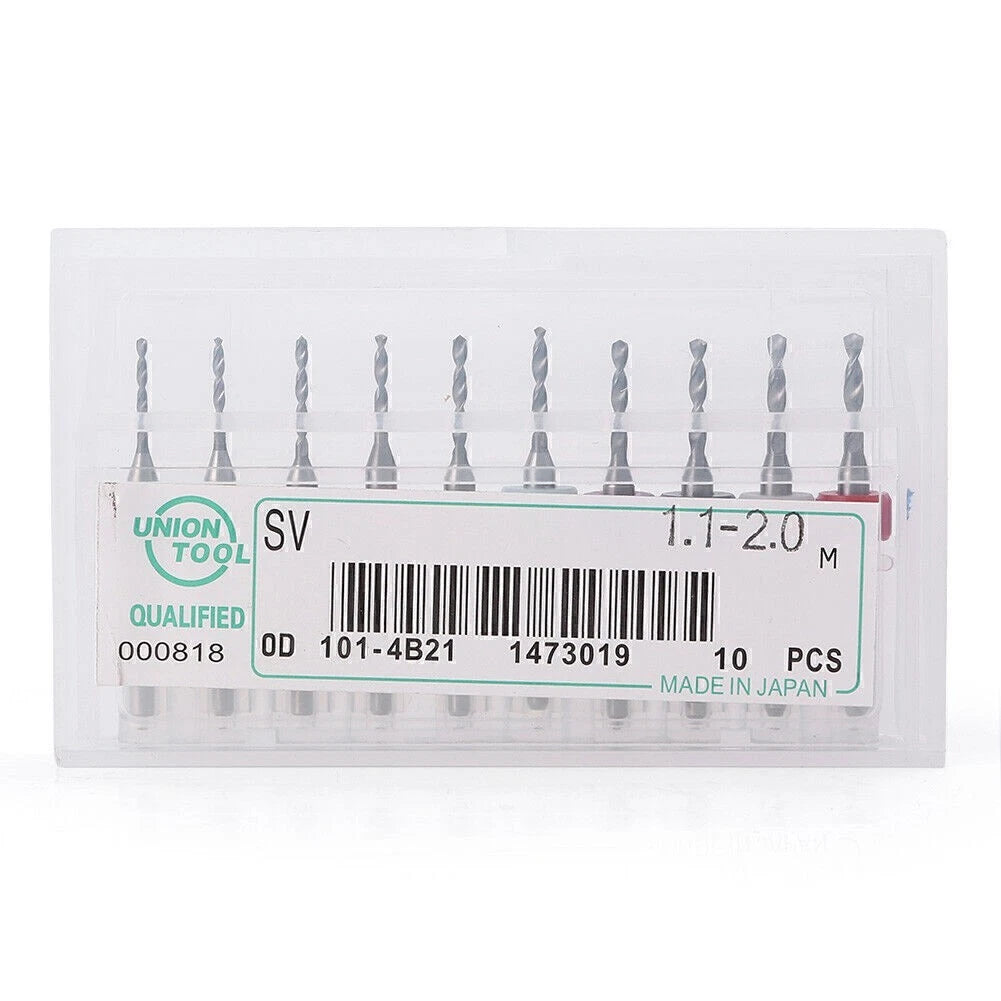10PCS Carbide Micro Drill Bits Set for PCB CNC Circuit Board (1.1mm–2.0mm)