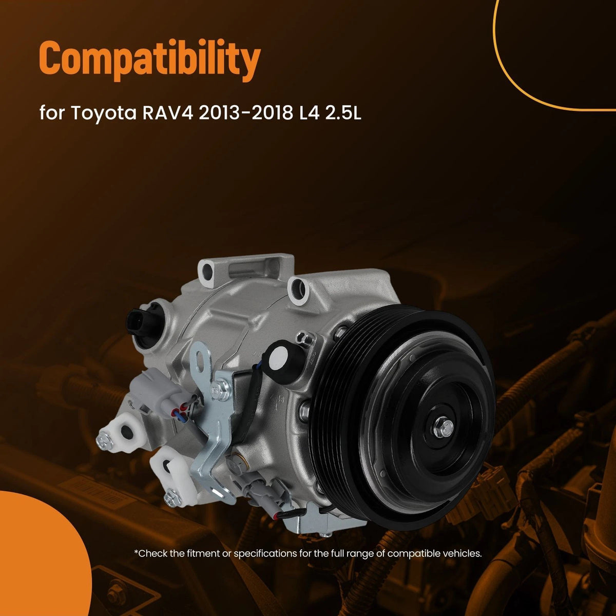 Air Conditioning Compressor for Toyota RAV4 2.5L L4 (2013–2018) 7SAS17A CO29184C