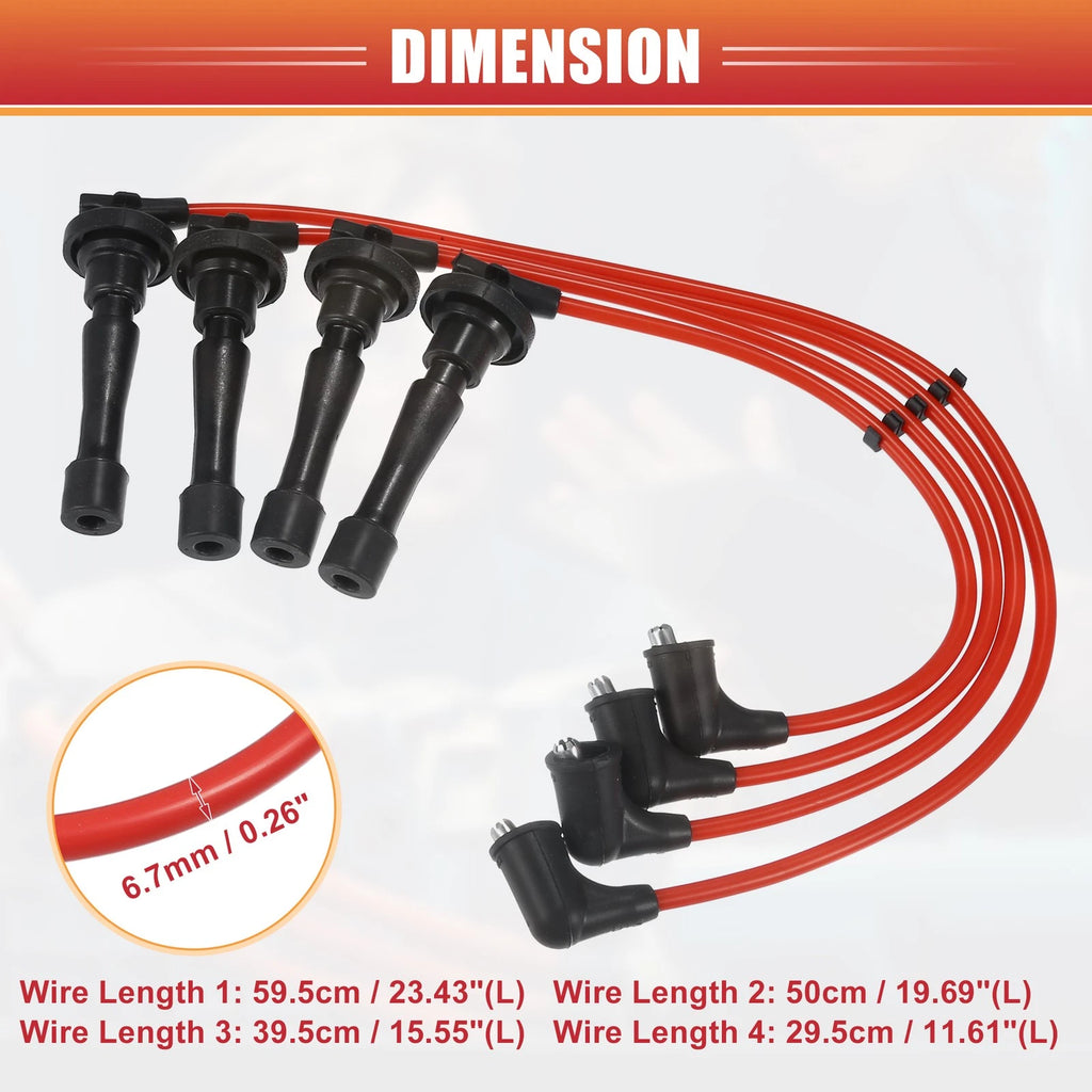 4PCS Spark Plug Wire Ignition Coil Cable for Acura Integra (1996–2001)
