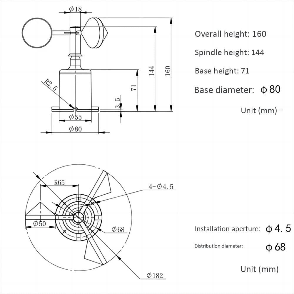 Weather Resistant Wind Direction Indicator Shell for Wind Observations