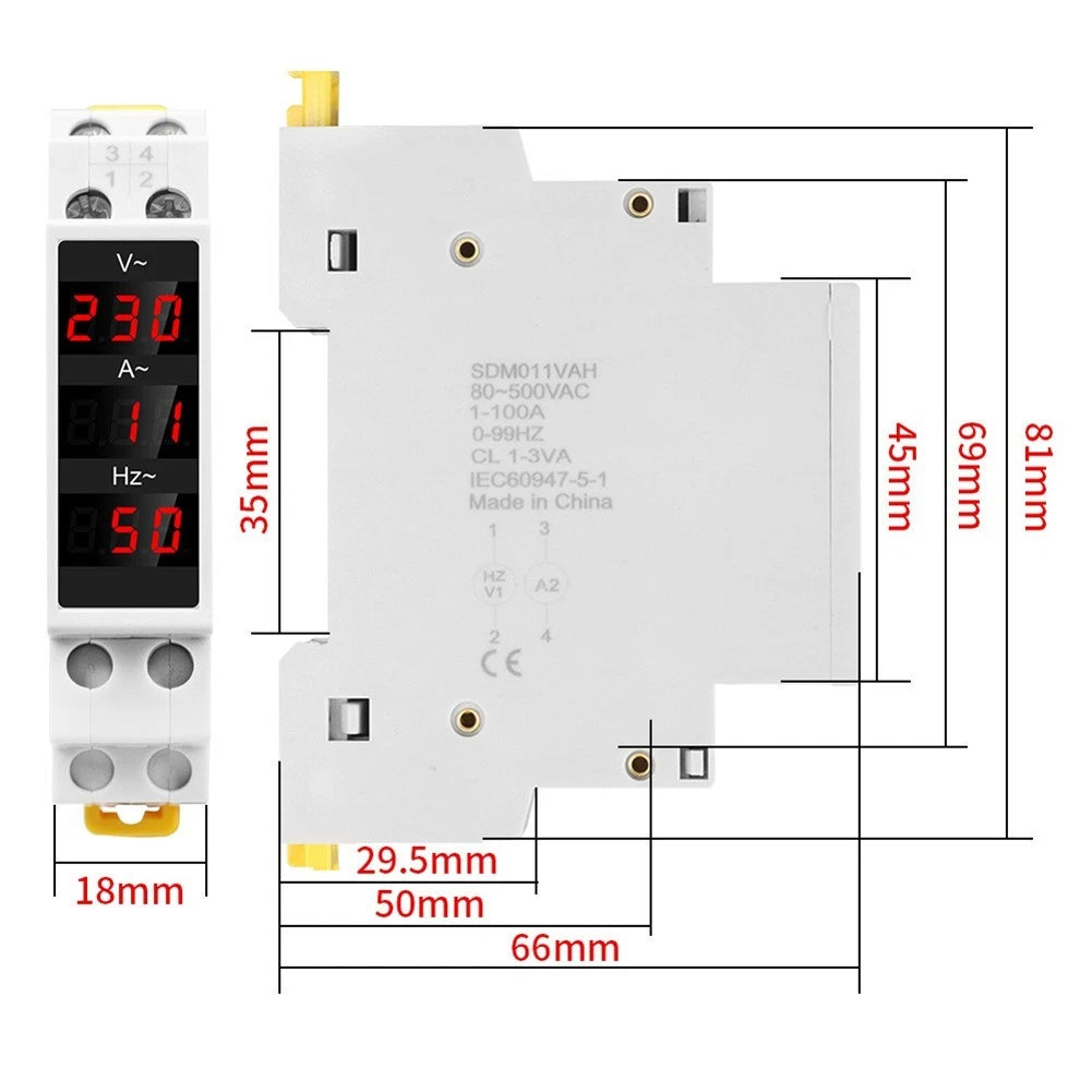 Digital Voltmeter for Din Rail (Modular)