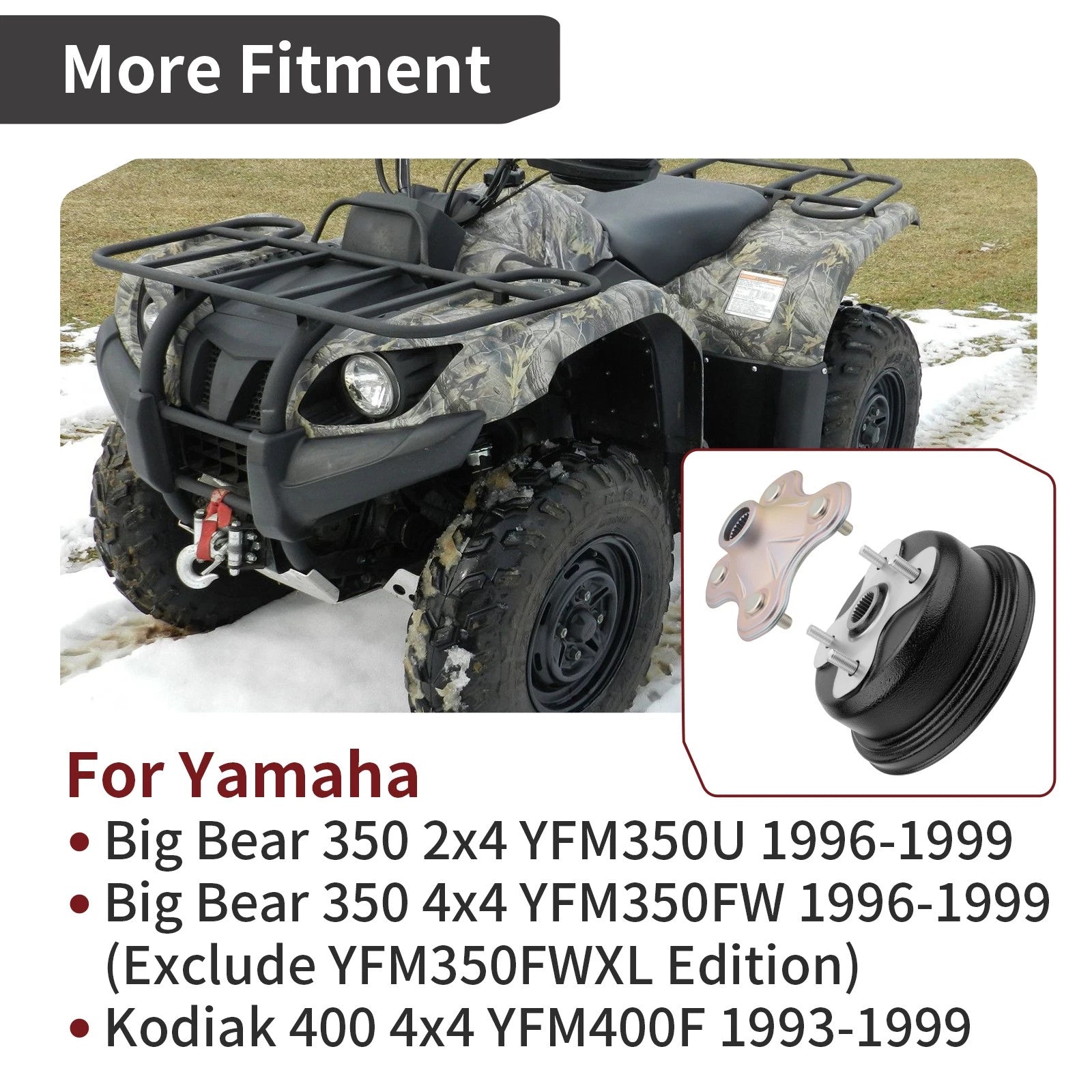 Rear Brake Drum + Wheel Hub Set for Yamaha Kodiak 400 YFM400F (1993–1999)