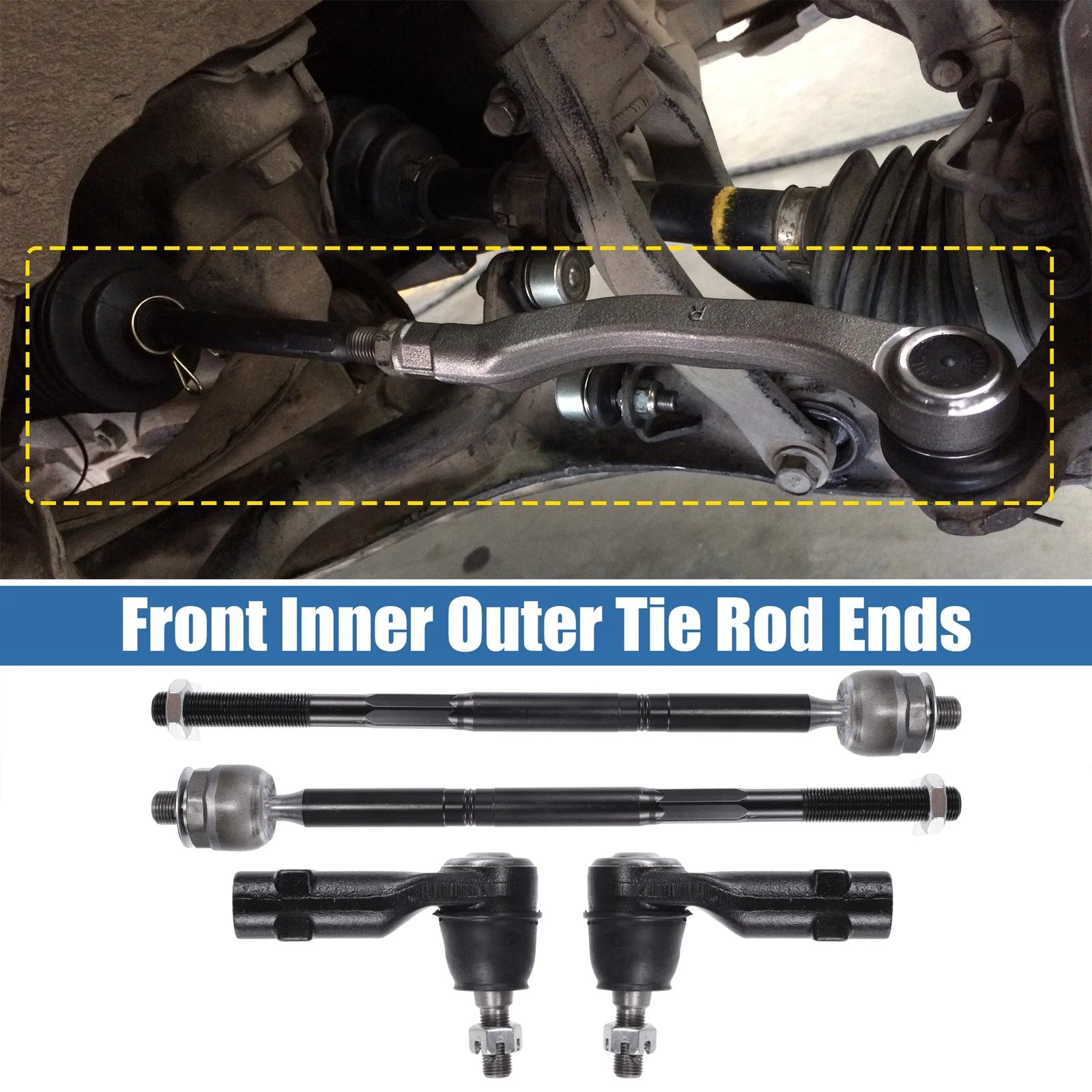 Tie Rod End Links Front Inner Outer Kit (4pcs) for Chrysler 200 (2011–2014)