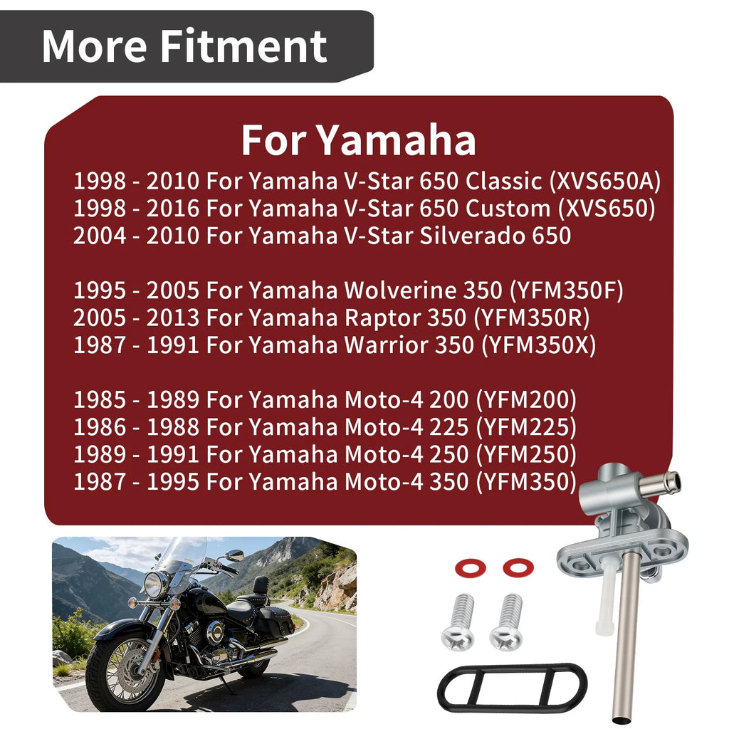 Fuel Petcock Valve for Yamaha Moto-4 YFM 200 200DX 225 250 350ER (1985–1995)