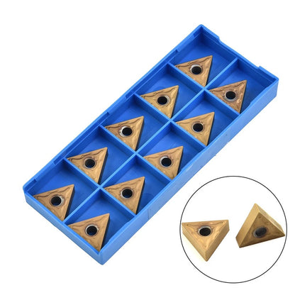 10 Pcs Golden Carbide Triangular Inserts Cutting Tool for Lathe