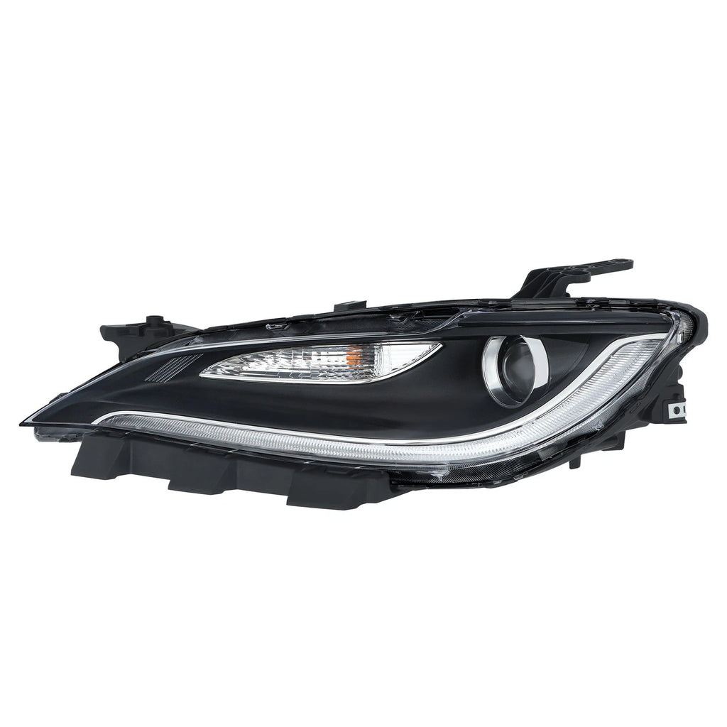 Headlights for Chrysler 200 (2015–2017) Left Chrome Black Trim Halogen LED DRL