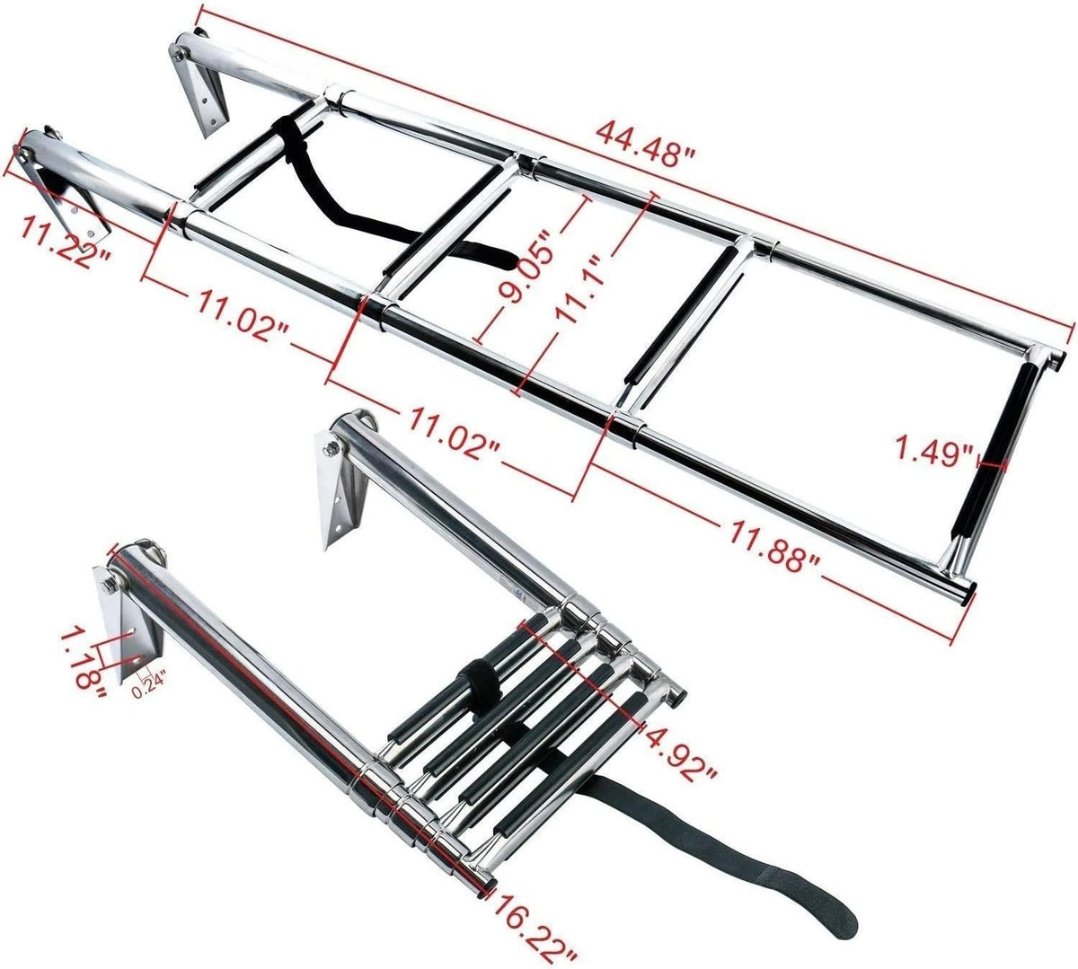 4 Step Stainless Steel Telescoping Boat Ladder for Amarine Made