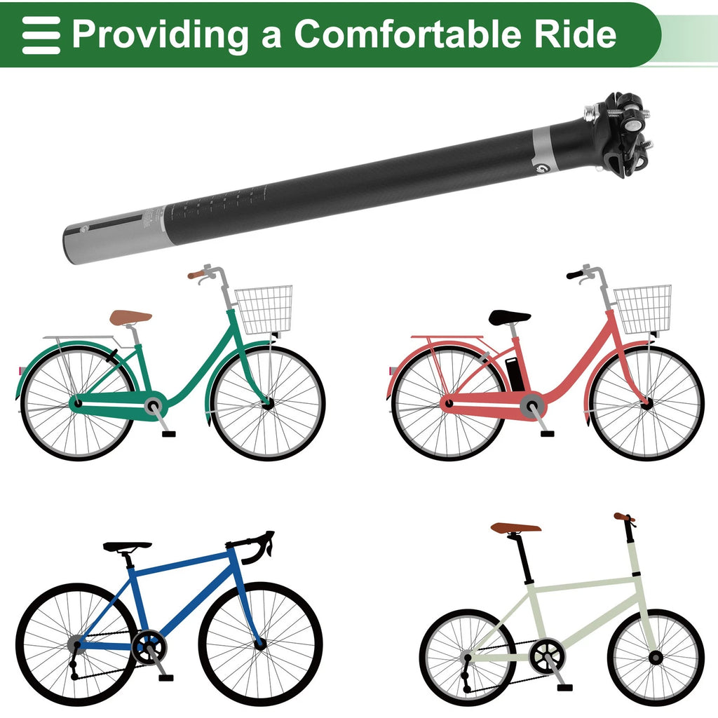 Bike Seat Post 30.8x400mm Replacement Shock Absorbing for Universal Fit