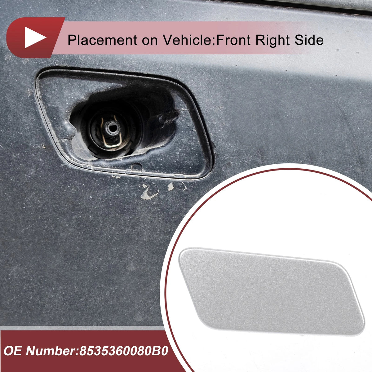 Front Right Washer Nozzle Cover Cap for Lexus LX570 (2016–2021) Silver