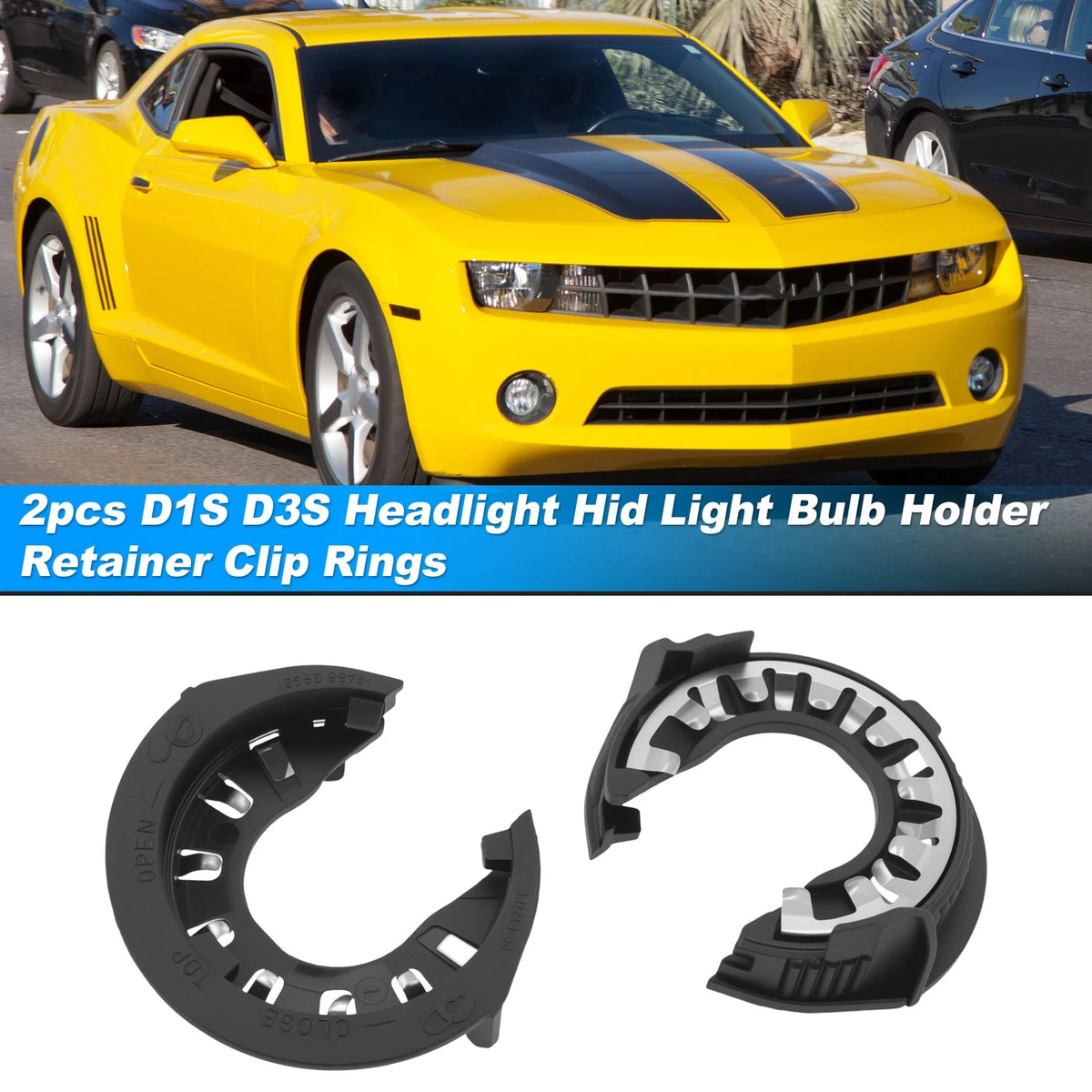 Headlight Bulb Retainer Clip Ring for Chevy GMC HID D1S D3S (2 Pack)