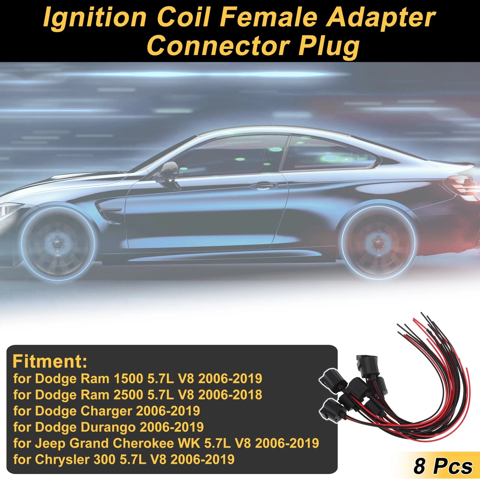 8X 3 Pin Ignition Coil Connector Plug for Dodge Ram 1500 2006–2019