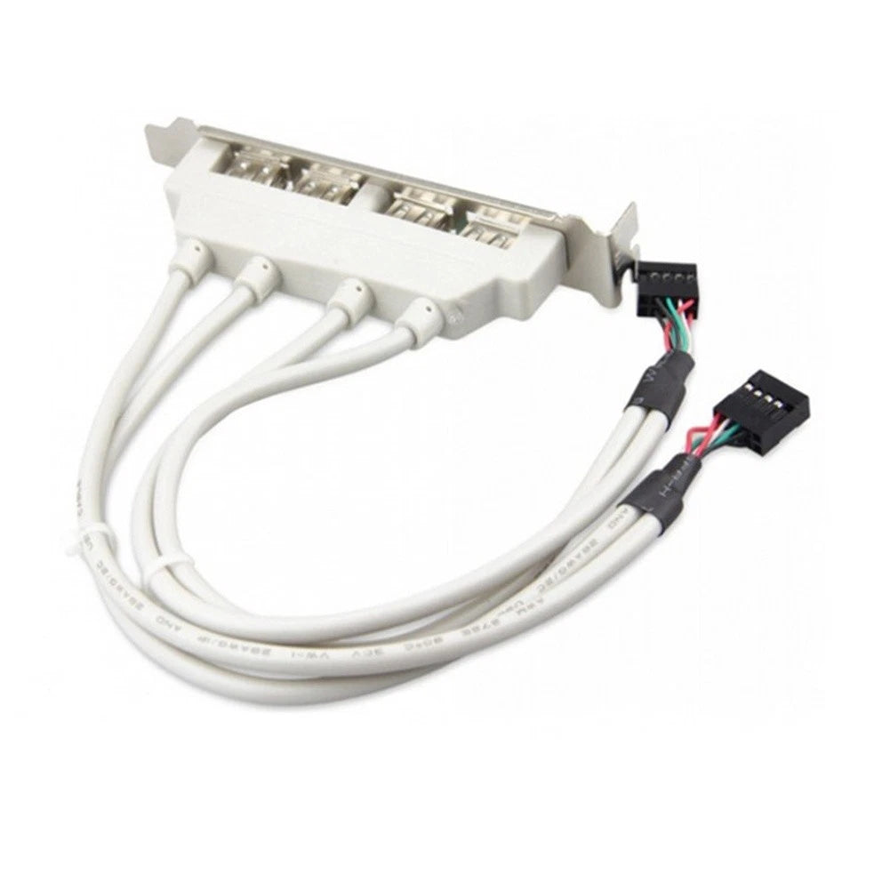 Set of 4 USB 2.0 Rear Panel Expansion Brackets for PC Case I/O Slot