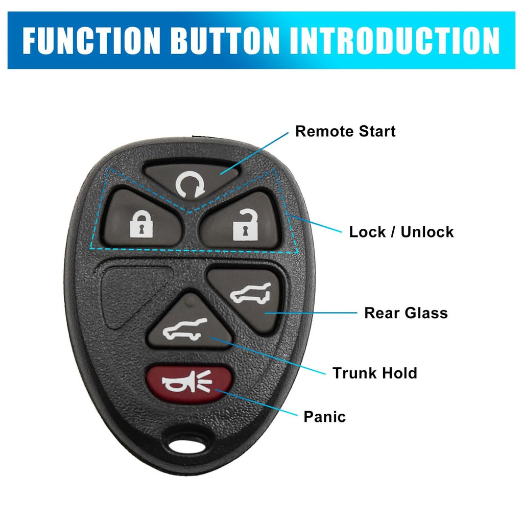 Car Key Fob Shell Case Replacement for Chevrolet Tahoe (2007–2014) 6 Button