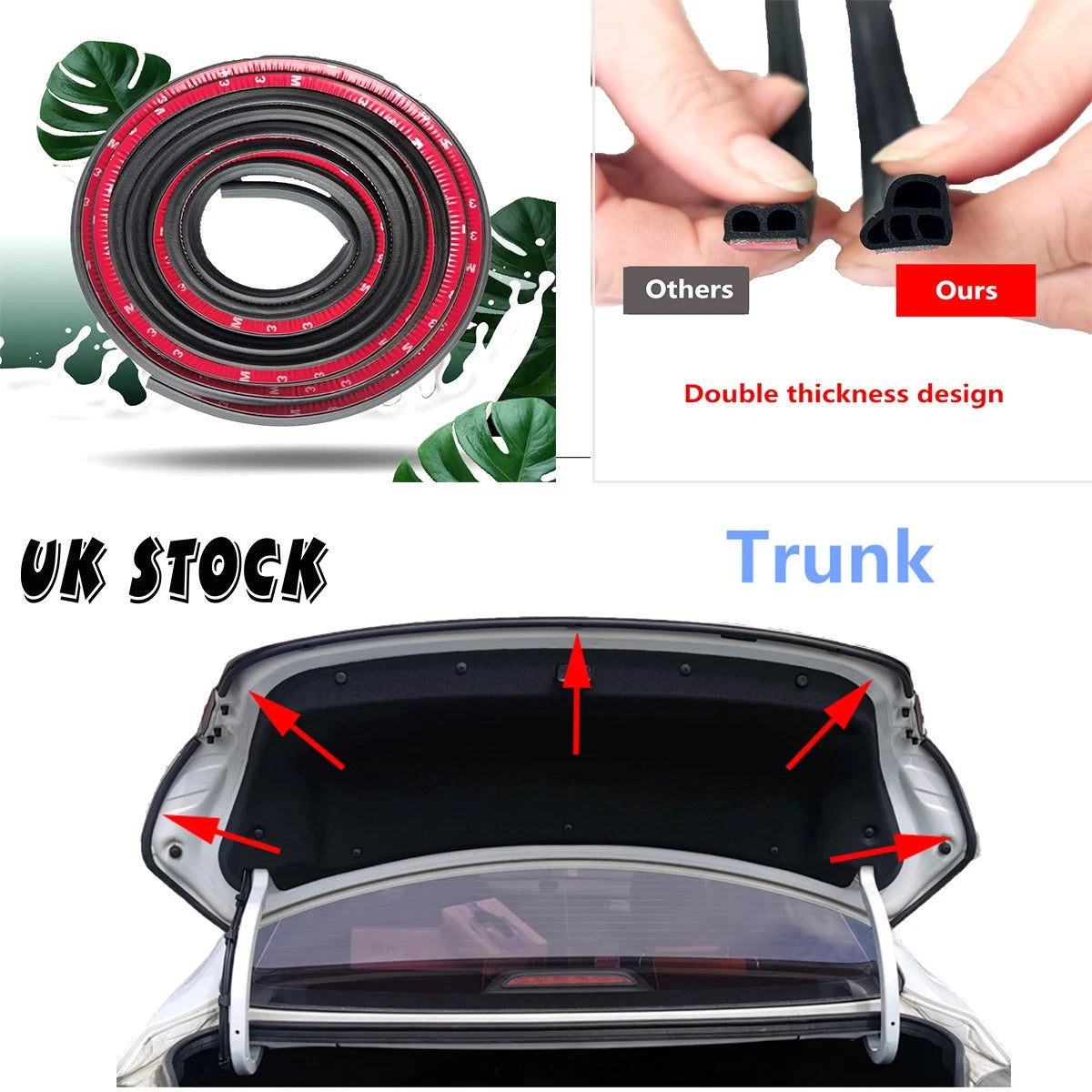 10M L-shaped Double-layer Rubber Sealing Strip for Front and Rear Doors