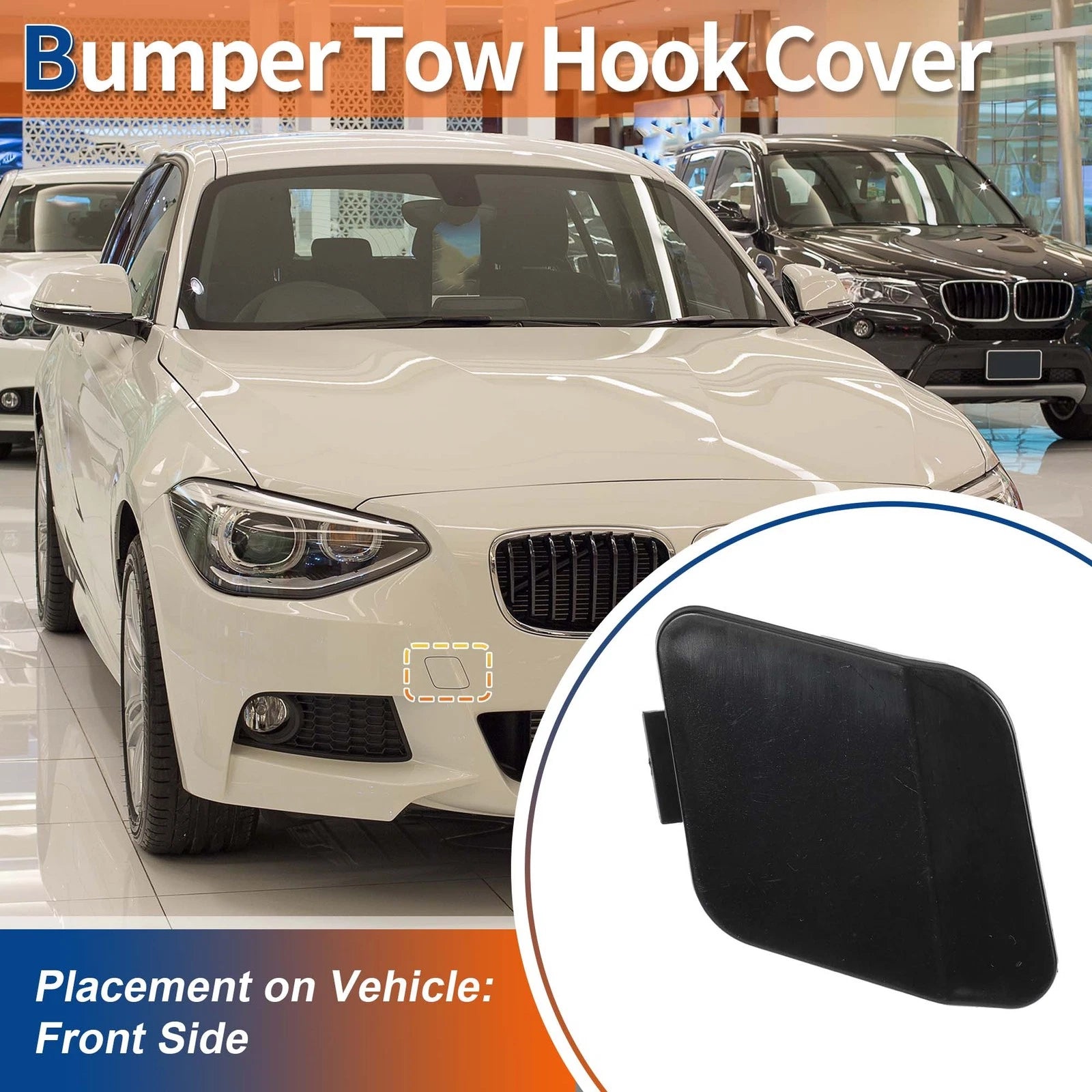Front Car Bumper Tow Hook Cover Replacement for BMW 114i (2012–2014)