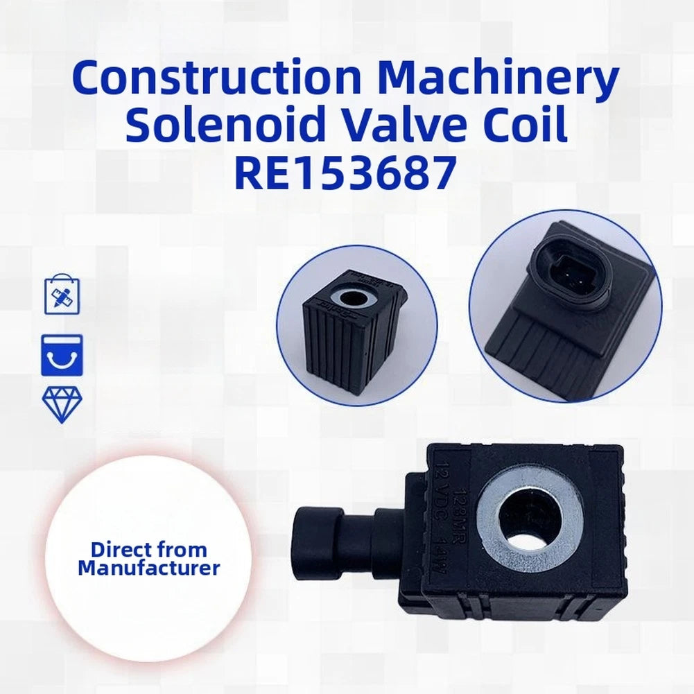 Solenoid Coil RE153687 for Excavator 6120 6155J 6220 (12V DC)