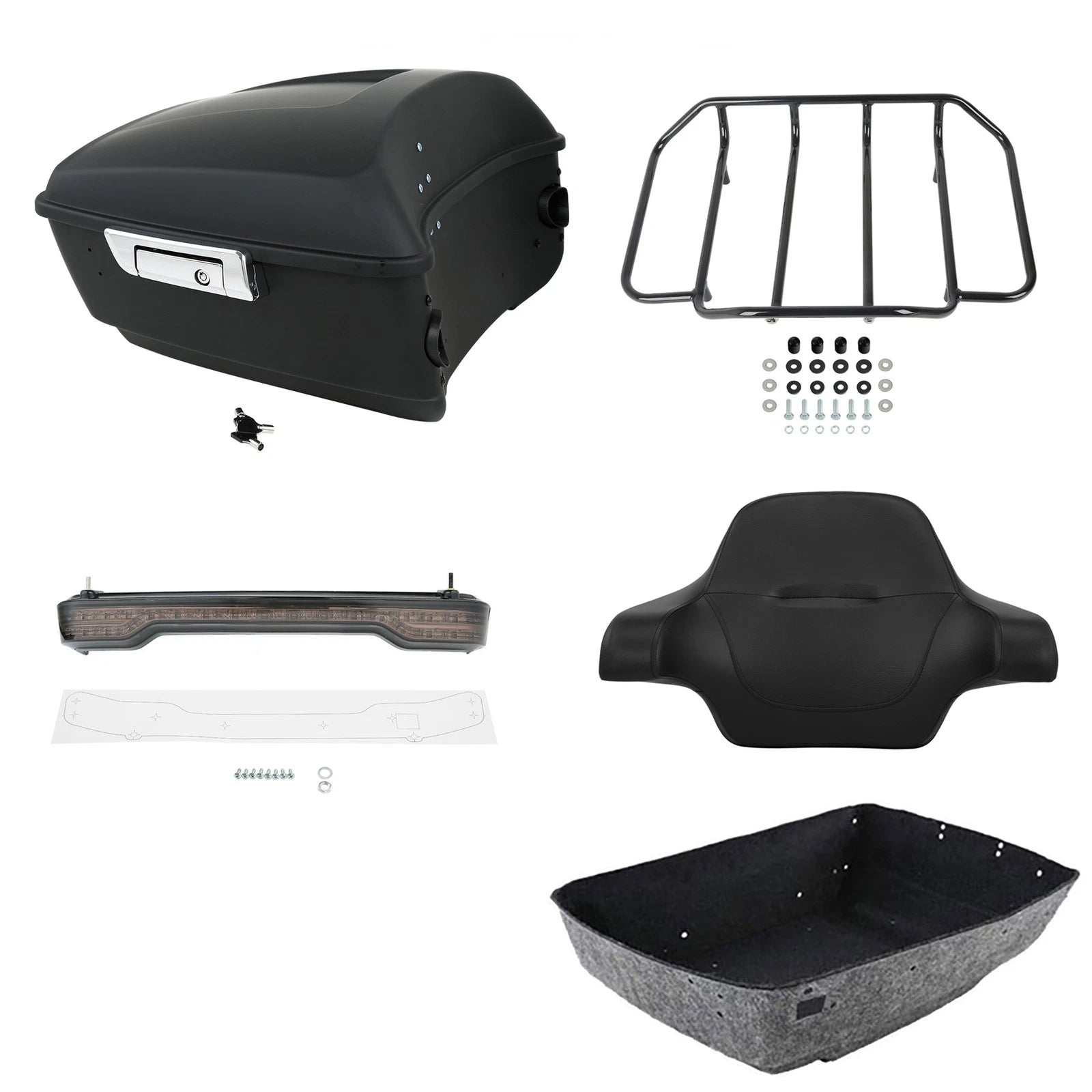 Matte King Trunk Backrest Rack LED Light for Harley CVO Road Glide (2014–2026)