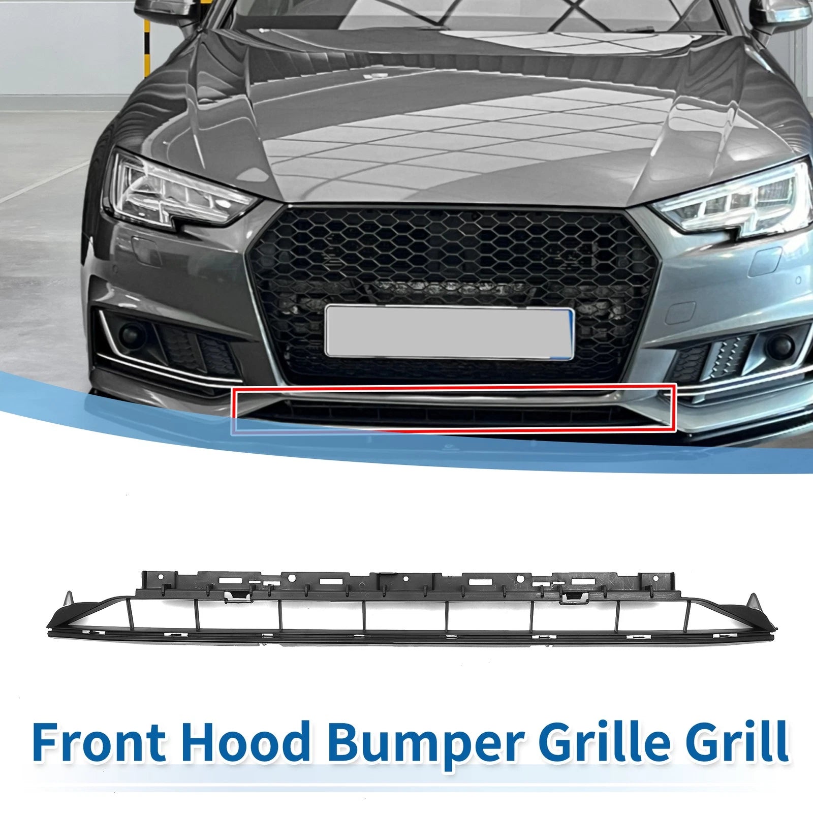 Front Lower Bumper Grille Grill for Audi A4 B9 (2016–2018) Black Sport