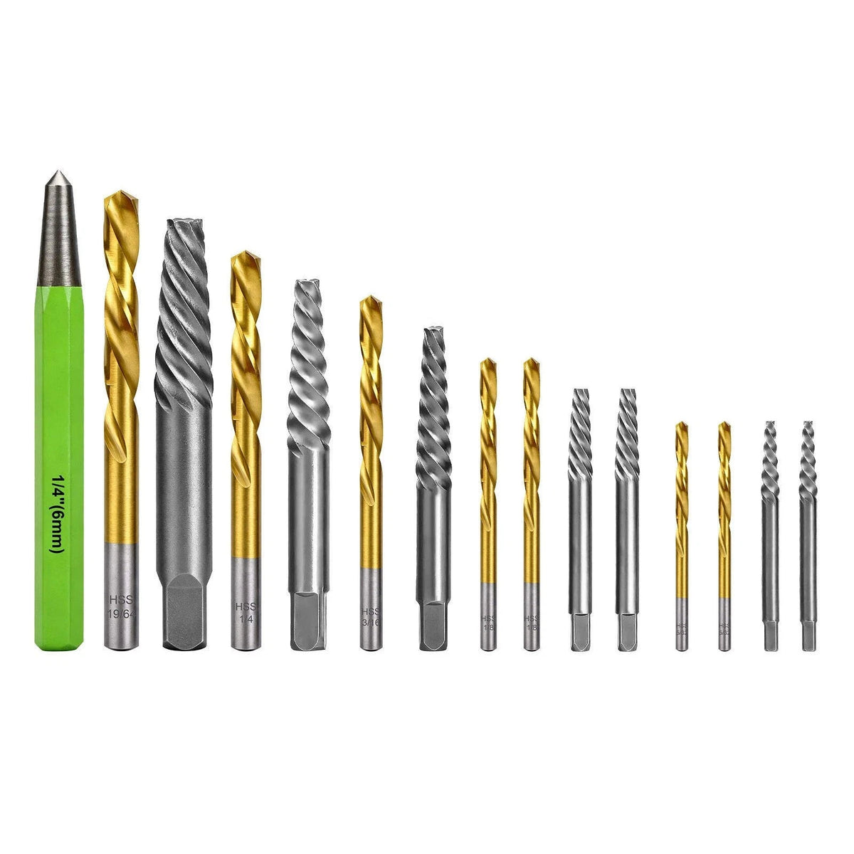 Screw Extractor Kit with CR-MO Tools & Reverse Bits for Industrial Use