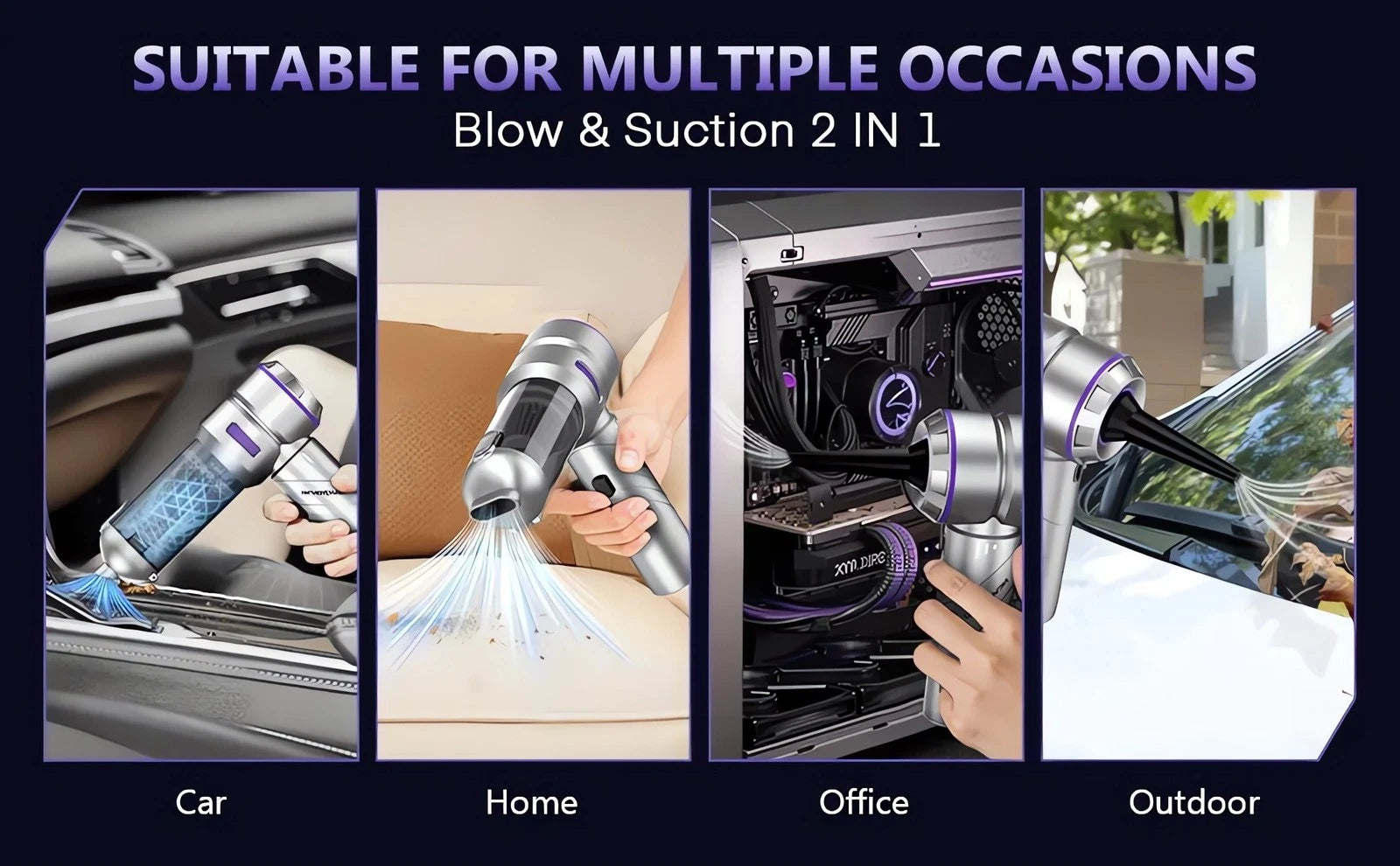 Cordless Handheld Vacuum Cleaner for Car Auto Home (2000mAh 100W)