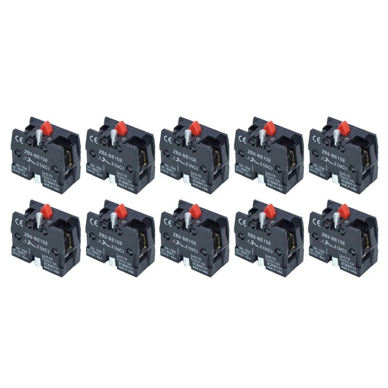 10PCS 10A Auxiliary Contacts for Pushbutton Switches 22mm (No)