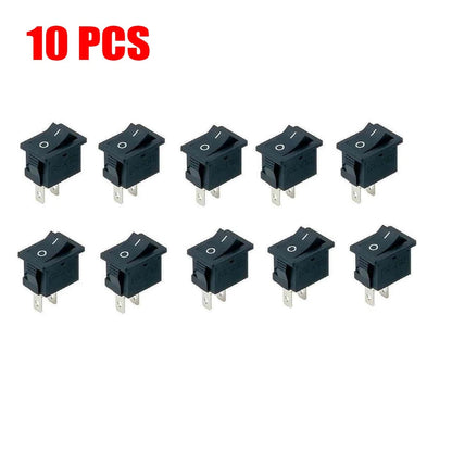 10PCS Black Rocker Switch for MINI (2 Pin ON/OFF SPST 125VAC 6A 250VAC 3A)