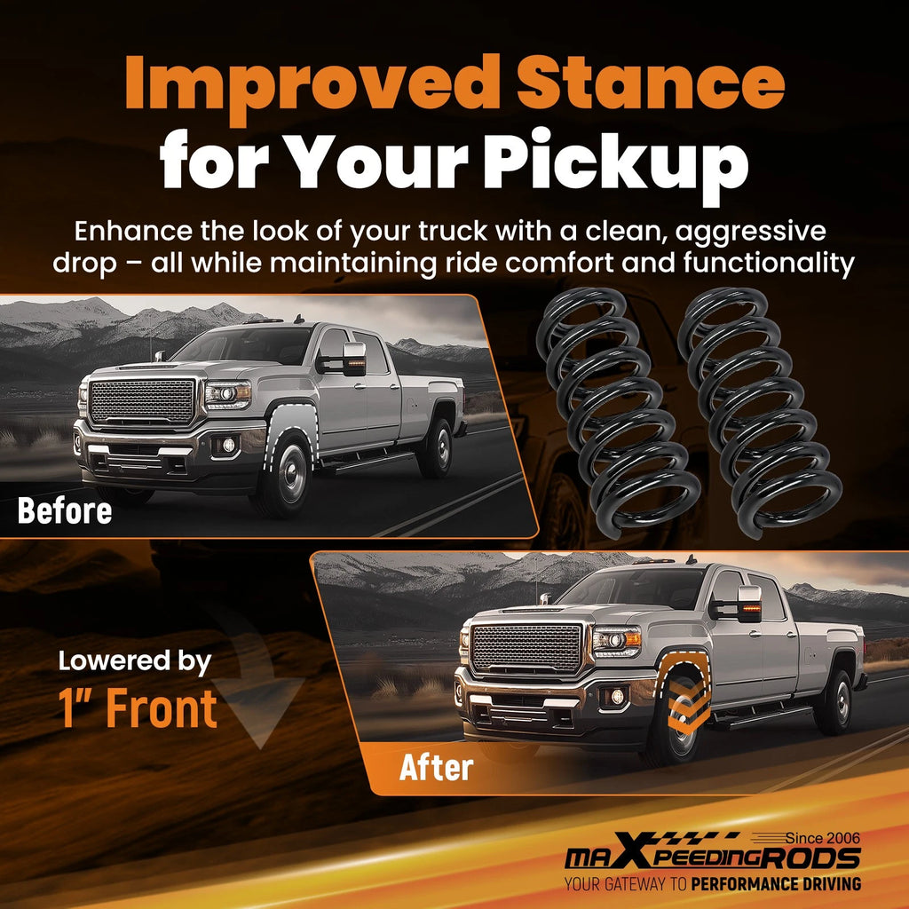 1" Front Lowering Coil Springs Drop Kit for Chevy C10 GMC C15 (1963–1987)