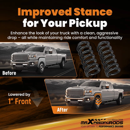 1" Front Lowering Coil Springs Drop Kit for Chevy C10 GMC C15 (1963–1987)