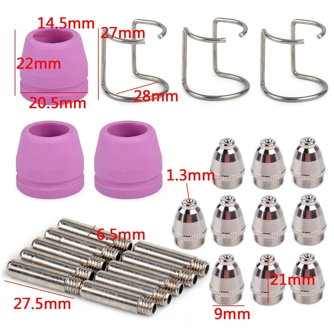 Set of 4 Ceramic Grooved Shield Cups for WSD60P AG60 Plasma Cutter