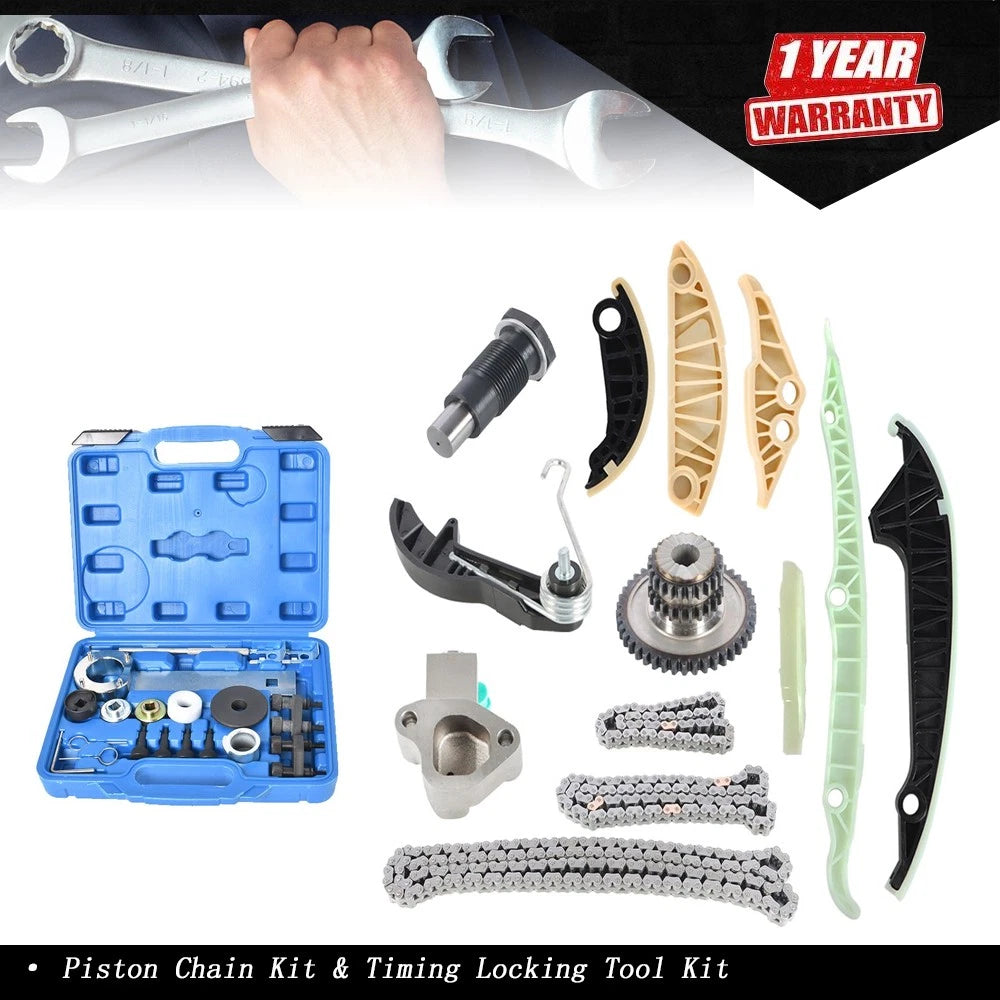 Piston Chain Kit & Timing Locking Tool Kit for Audi A3 A4 A5 VW CC Tiguan (2006–2020)