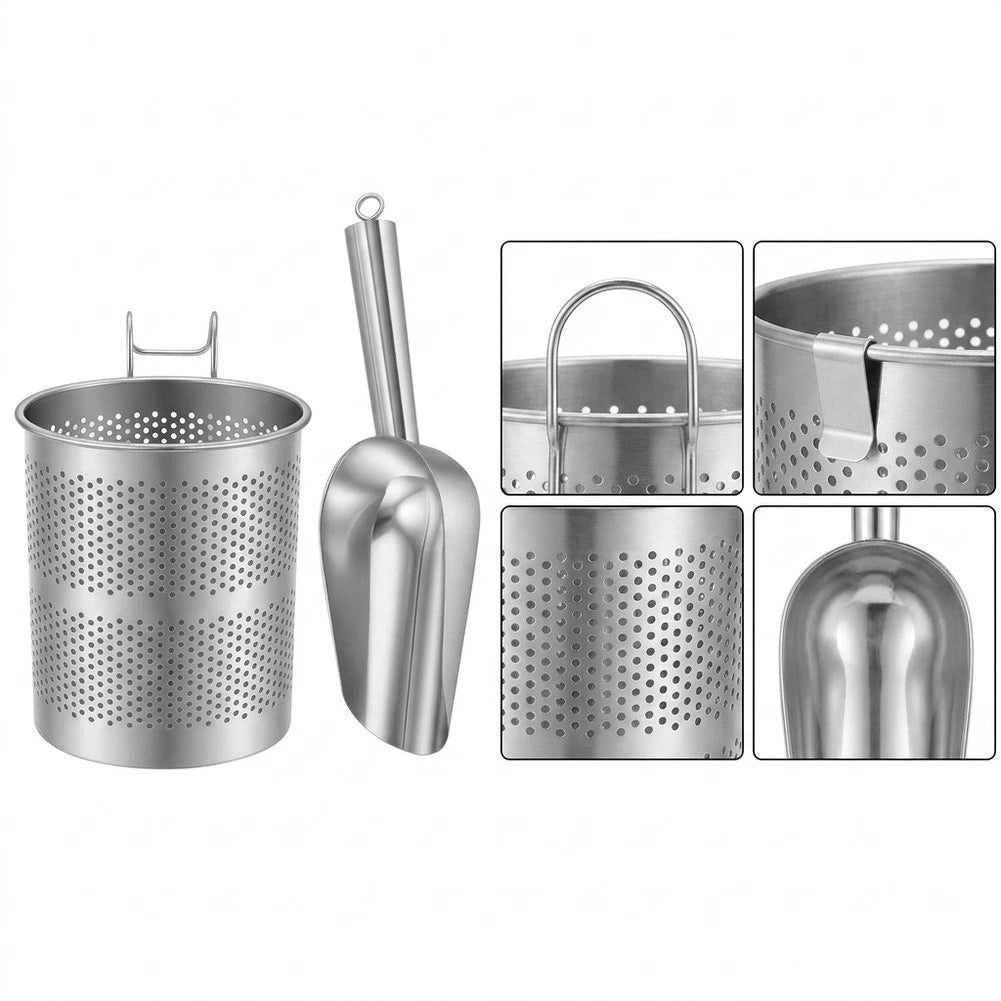 Stainless Steel Ice Scoop and Holder Set for Efficient Ice Handling