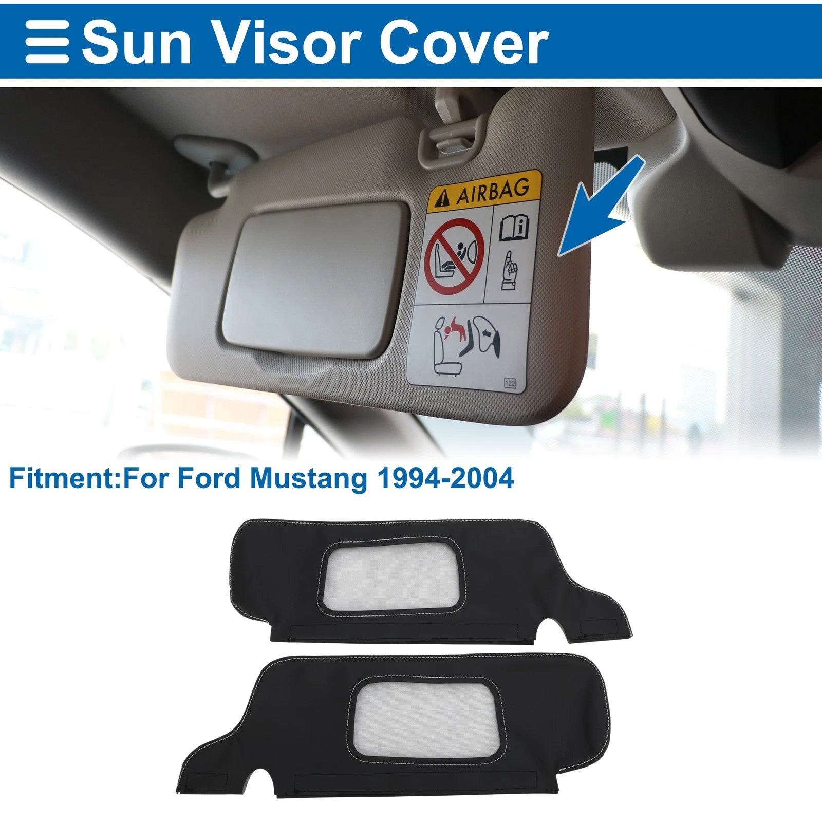 Sun Visor Cover Replacement for Ford Mustang (1994–2004) Left Right Black Gray
