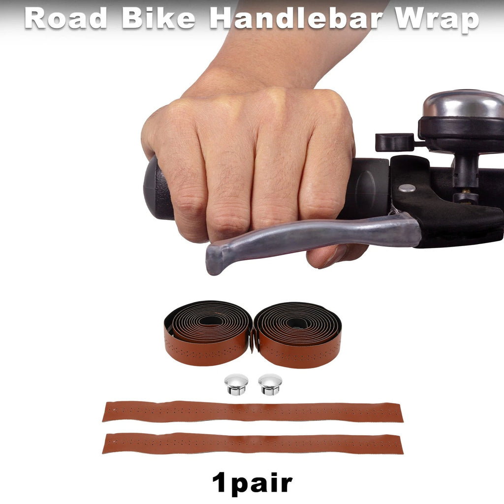 Handlebar Grip Tape Non Slip for Bike Bicycle with Hole Brown 1 Pair