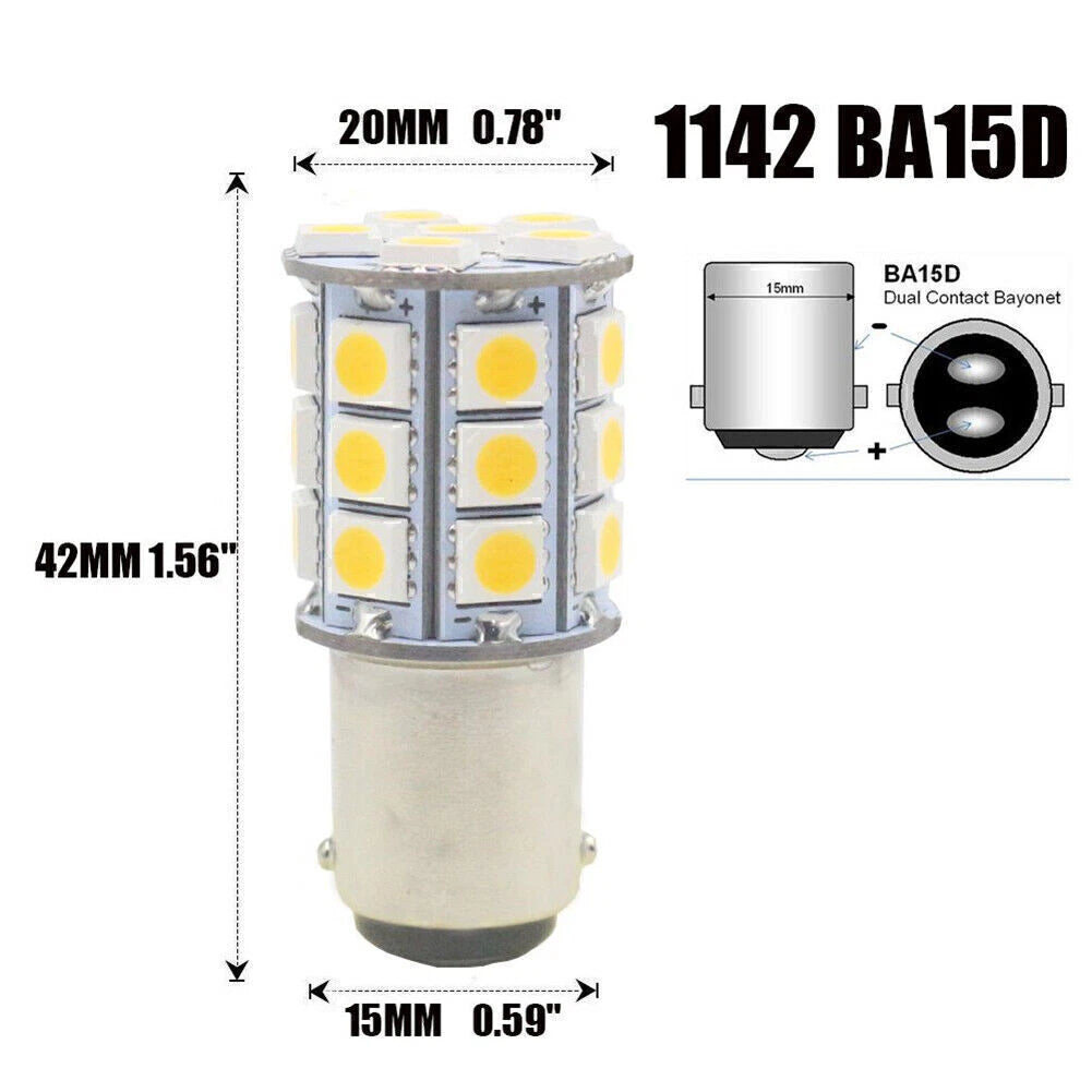 27-SMD BA15D AC/DC 24V White LED Bulbs for Marine Boat Interior