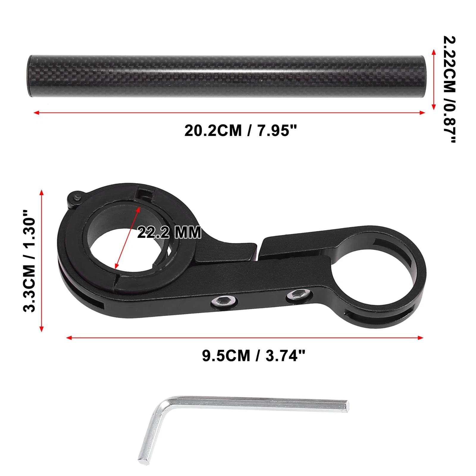 Aluminum Handlebar Extension Bracket for Bicycle Carbon Fiber Pattern Black (–)
