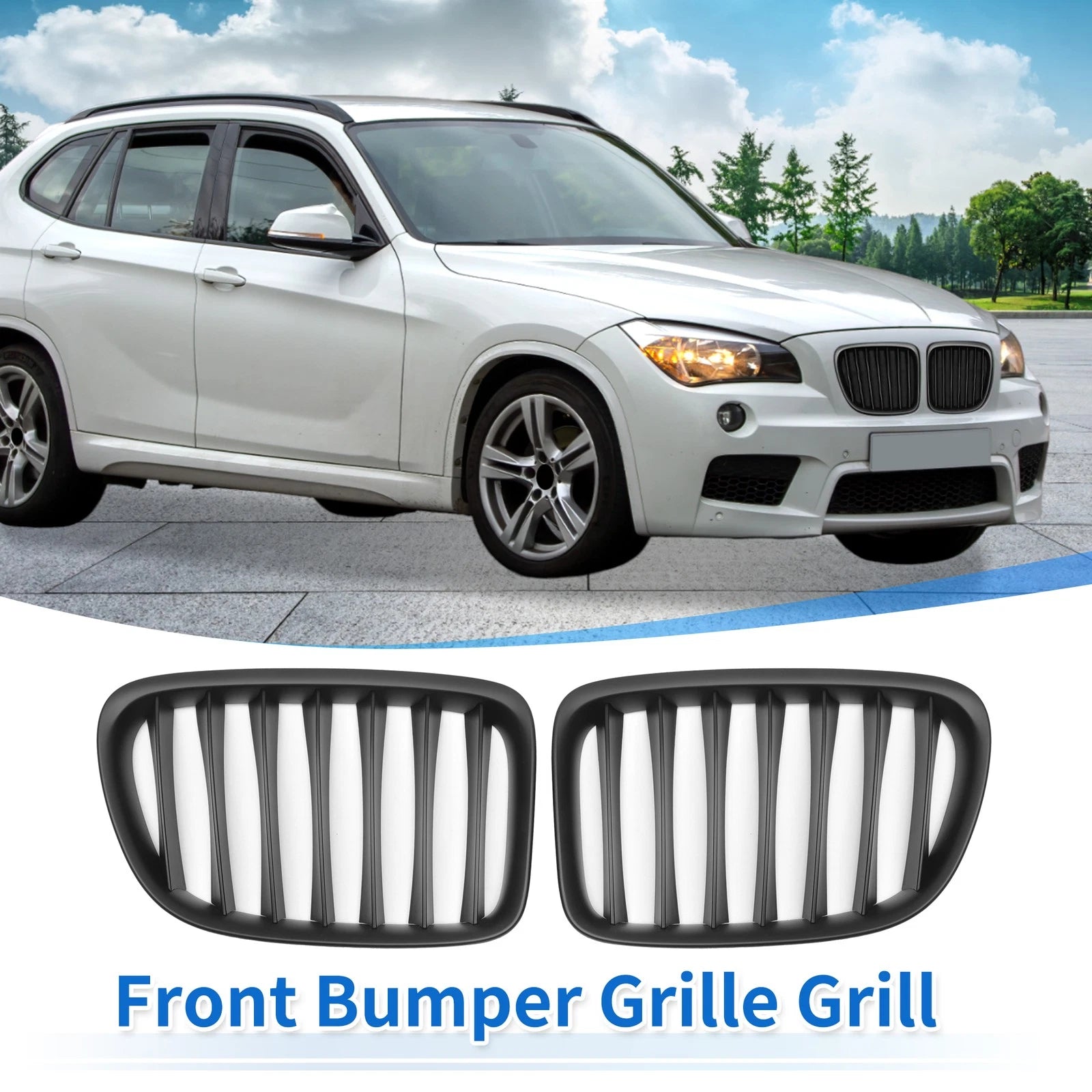 Pair Front Upper Bumper Grille Grill Signal Slat for BMW X1 E84 (2009–2015)