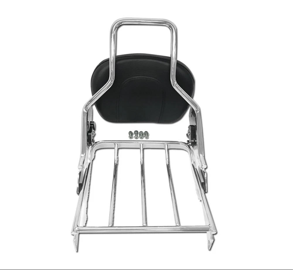 Chrome Backrest Sissy Bar with Luggage Rack for Harley Touring (2009–2017)
