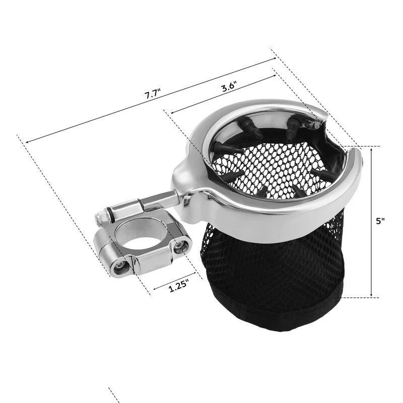 1.25" Handlebar Engine Crash Bar Drink Cup Holder for Harley (Universal)