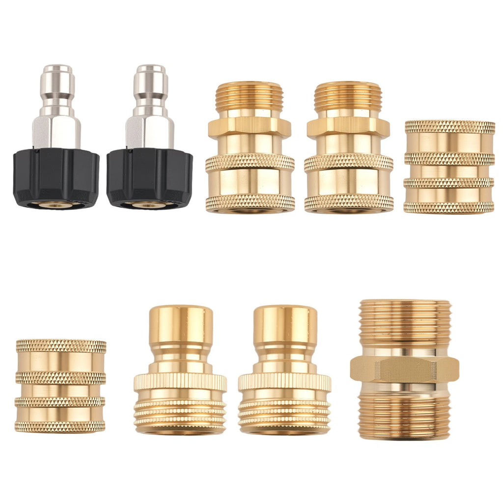 9PCS Brass Quick Connect Fitting Pressure Washer Adapter M22-14 Universal