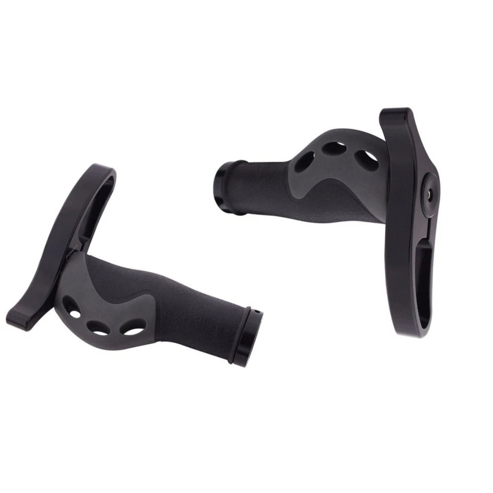2X TPR Rubber Mountain Bike Handlebar Grips with Aluminum Alloy Bar Ends