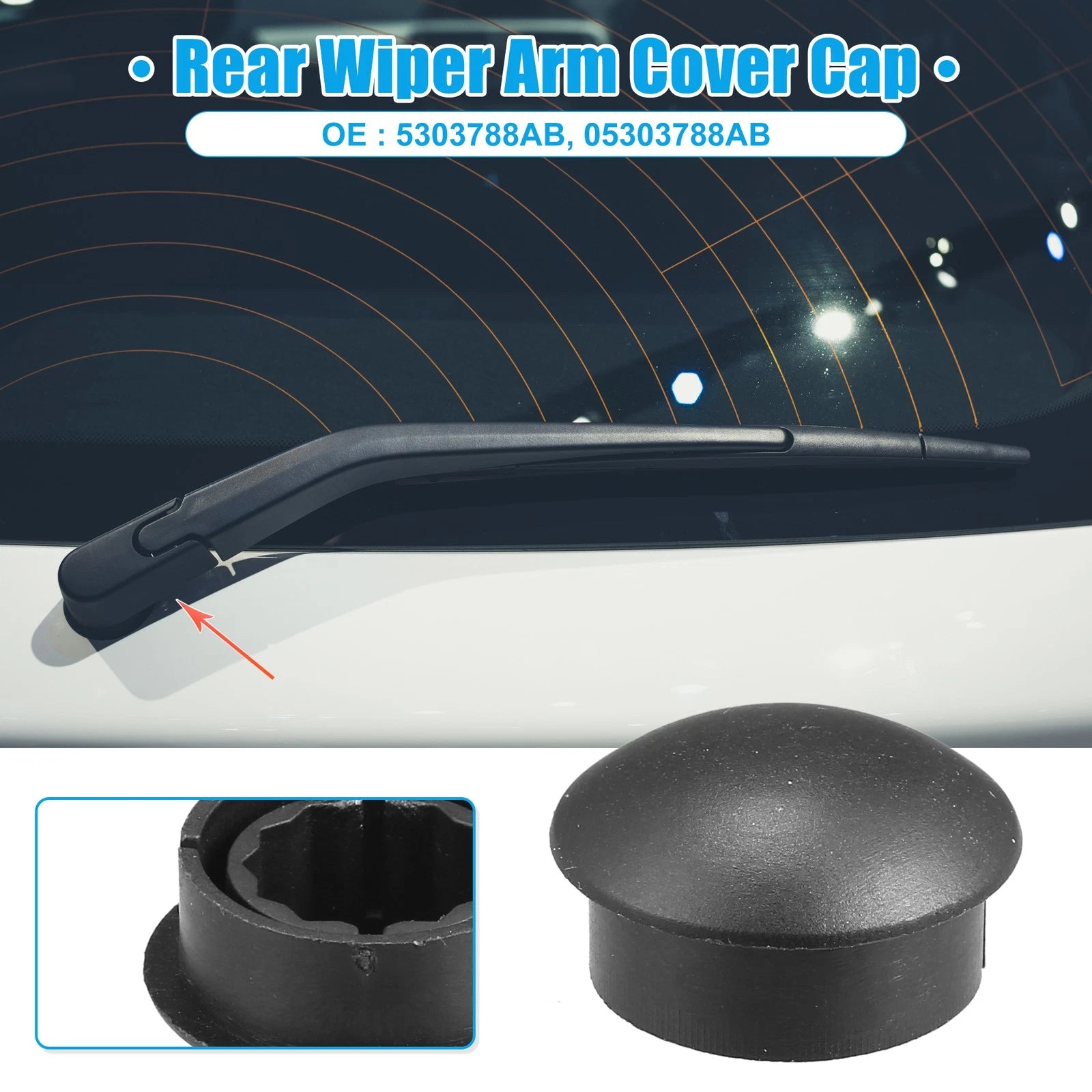 Rear Windshield Wiper Arm Nut Cover Cap Replacement for Jeep Compass (2007–2017)