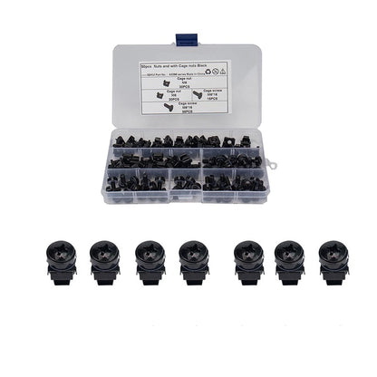 50PCS M6x16mm Rack Mount Cage Nuts Screws for Server Shelf Cabinets