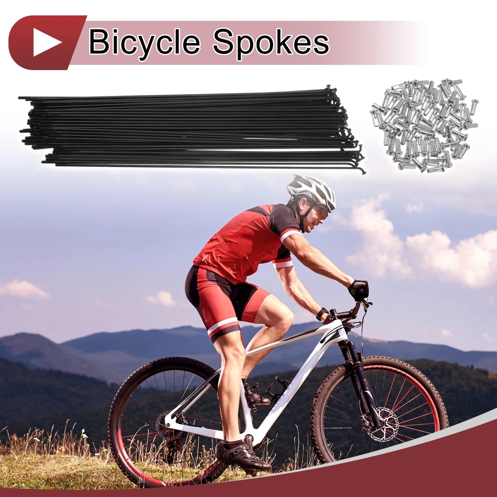 Bicycle Spokes Set 253mm Carbon Steel Black for 14G Wheel (72-Pack) (2000–2000)