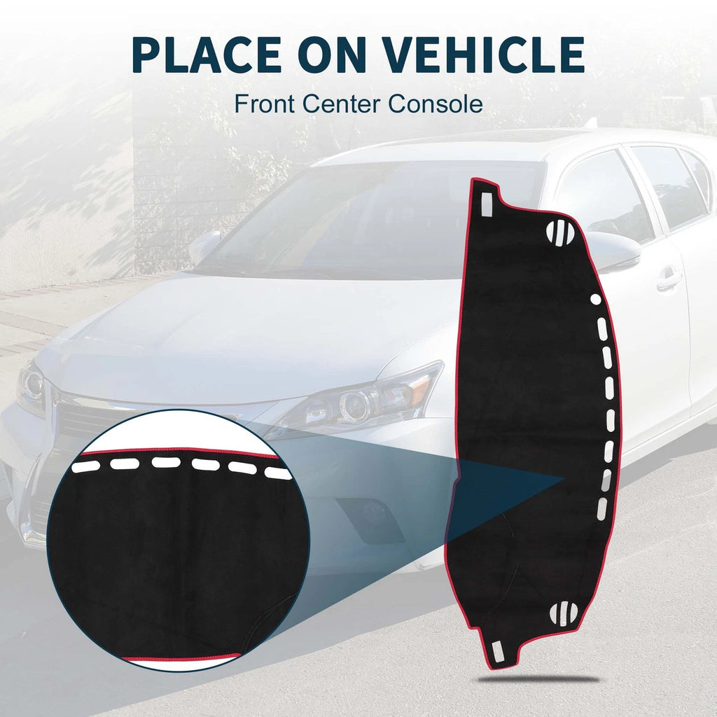Dash Cover Mat Sun Protector for Lexus CT 200H 2011–2019 (Black Red)
