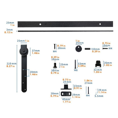 Sliding Barn Door Hardware Kit for Mini Cabinets - Black Finish